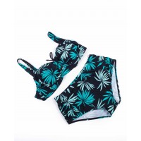 Купальник роздільний м'яка чашка з поролоновою вставкою Samegame 619 чашка С чорний з зеленим 1011-5