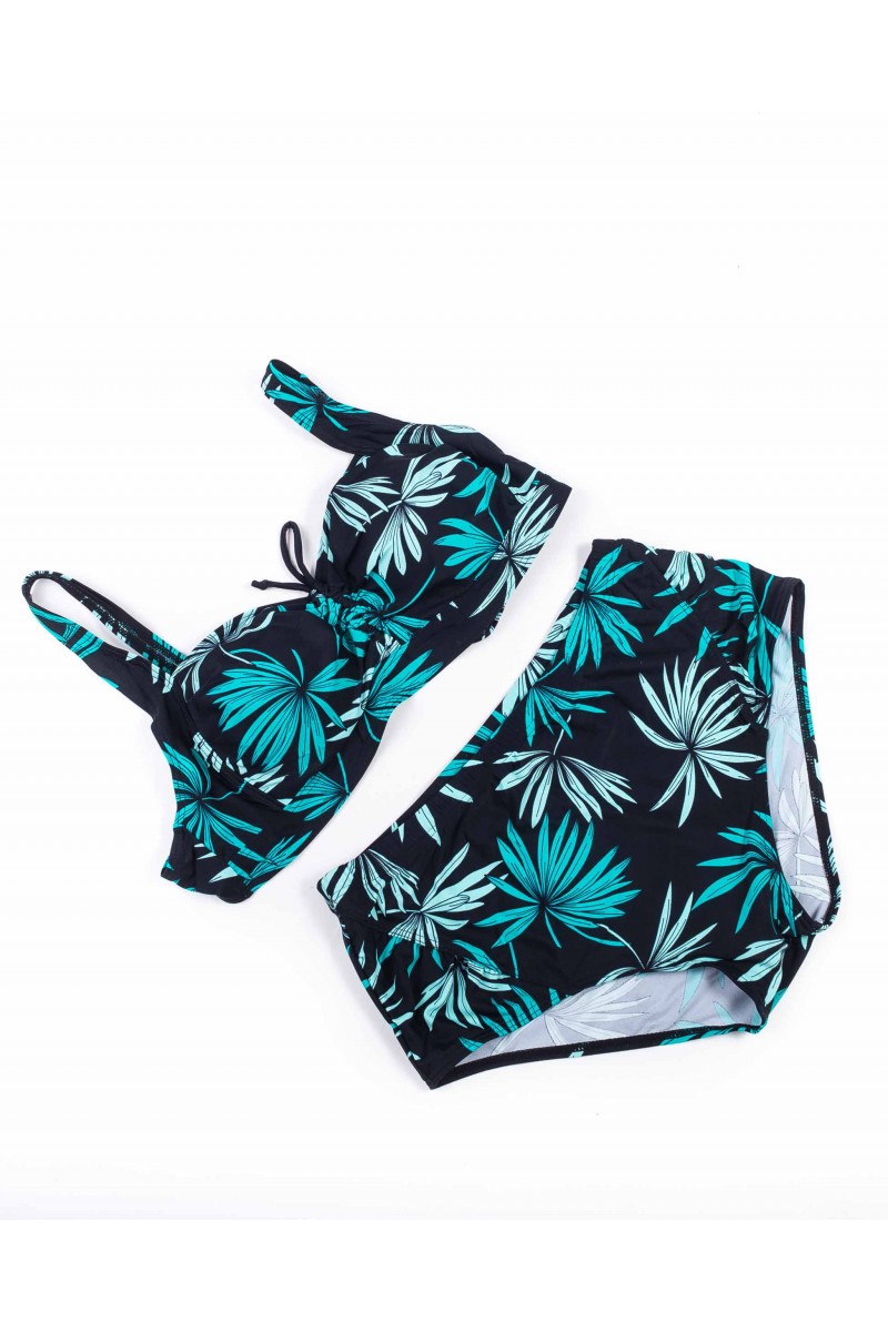 Купальник роздільний м'яка чашка з поролоновою вставкою Samegame 619 чашка С чорний з зеленим 1011-5