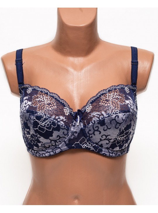Бюстгальтер мереживний м'яка чашка на тонкому поролоні Lanny mode 11022 синій 11022-1