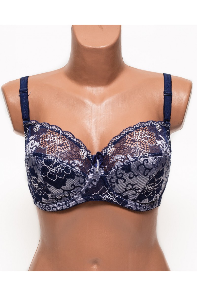 Бюстгальтер мереживний м'яка чашка на тонкому поролоні Lanny mode 11022 синій 11022-1