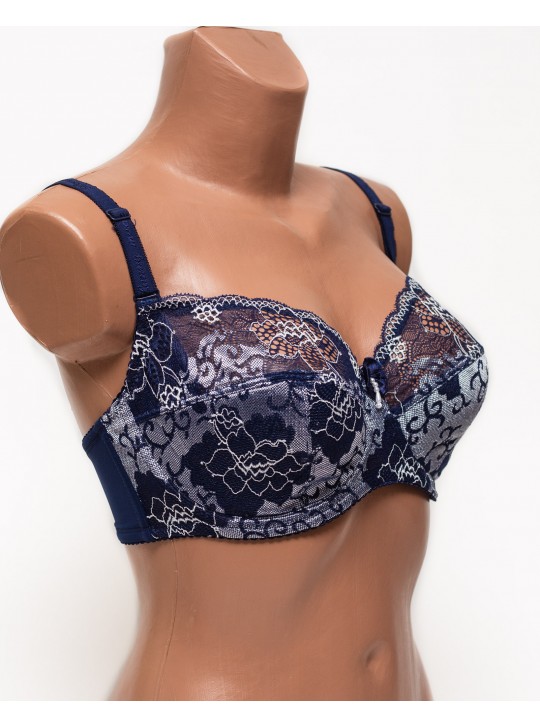 Бюстгальтер мереживний м'яка чашка на тонкому поролоні Lanny mode 11022 синій 11022-1