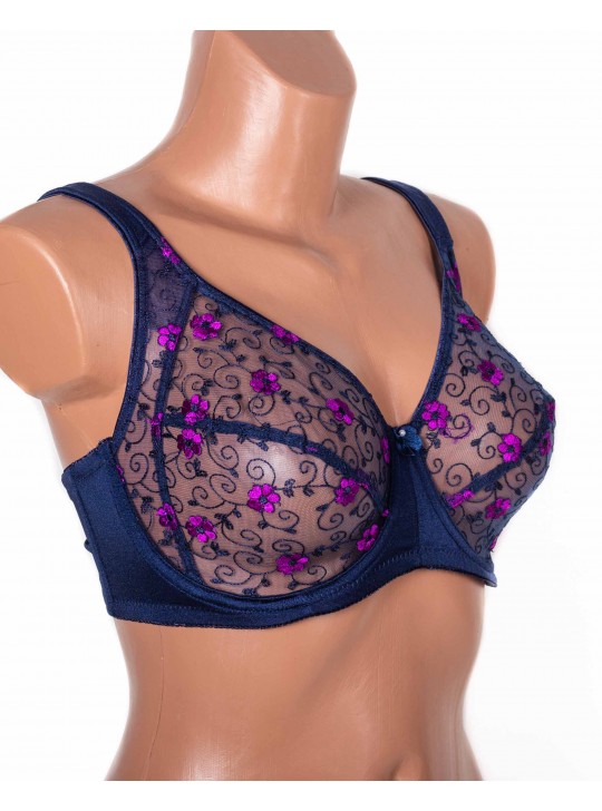 Бюстгальтер з прозорою чашкою Lanny mode 11245 синій 11245-2