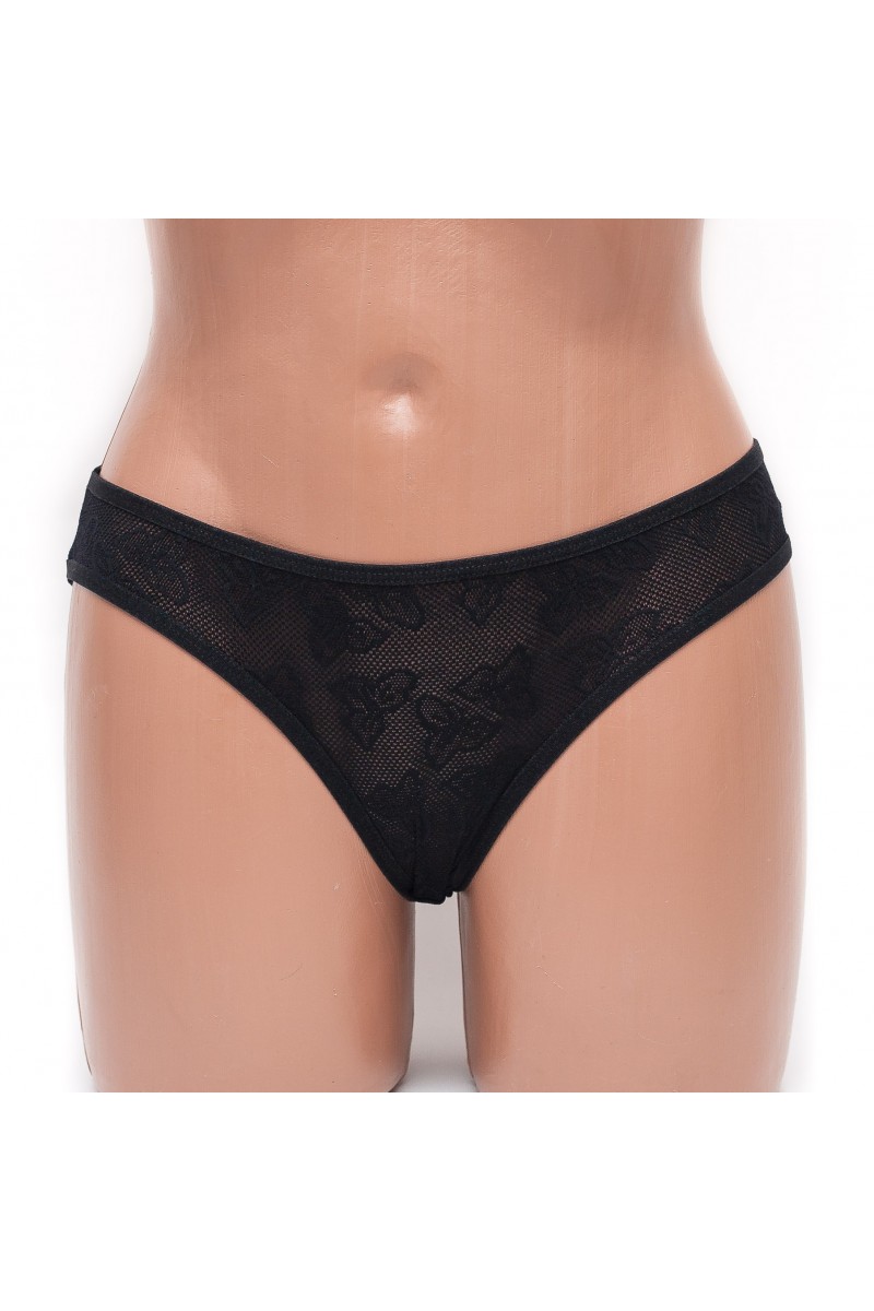 Трусики женские c сеточкой черные k3007-1