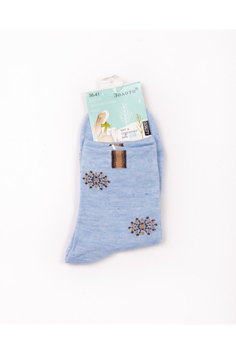 Жіночі шкарпетки з малюнком Золото голубі 11012-1