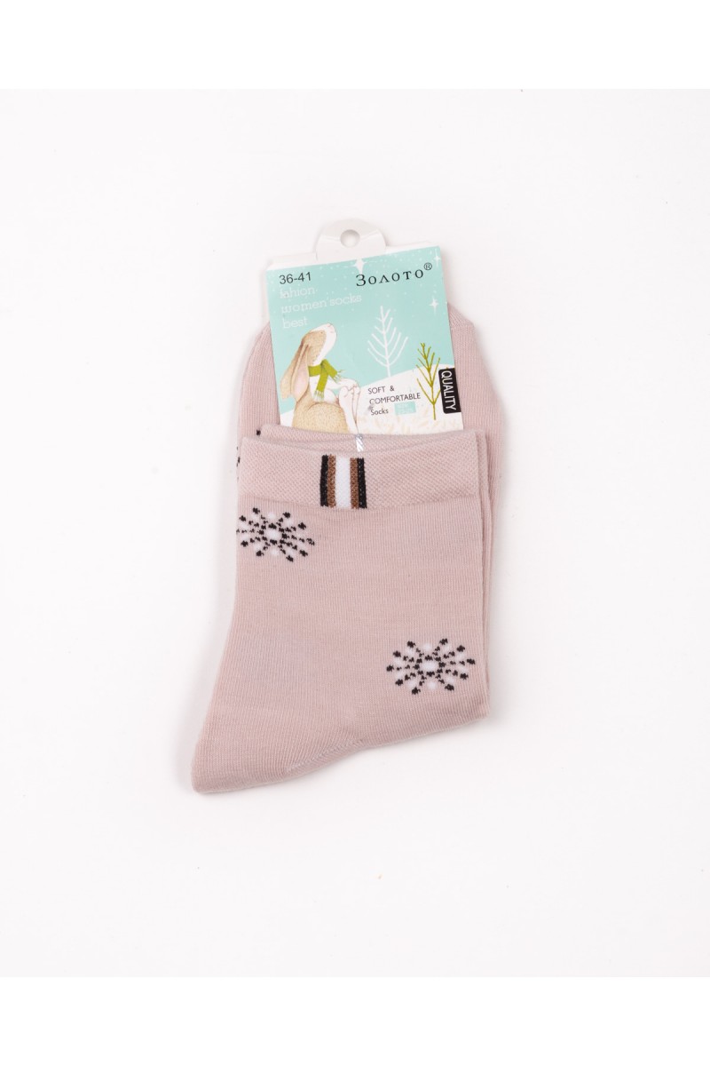 Жіночі шкарпетки з малюнком Золото пудрові 11012-6