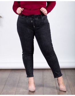 Женские стрейчевые джинсы на байке 6093 черные 10014-1