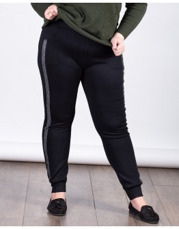 Женские трикотажные спортивные штаны на меху 9280-3 черные 10021-1