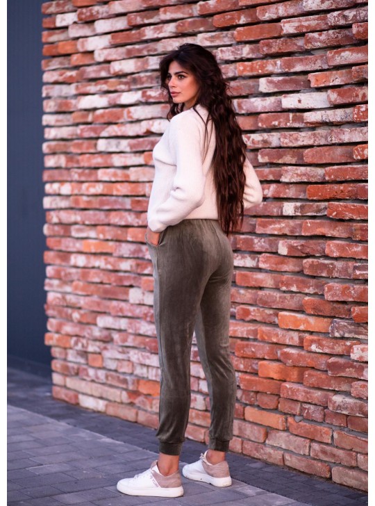 Жіночі штани велюр оливка 10033-1 Жіночі штани велюр оливка 10033-1