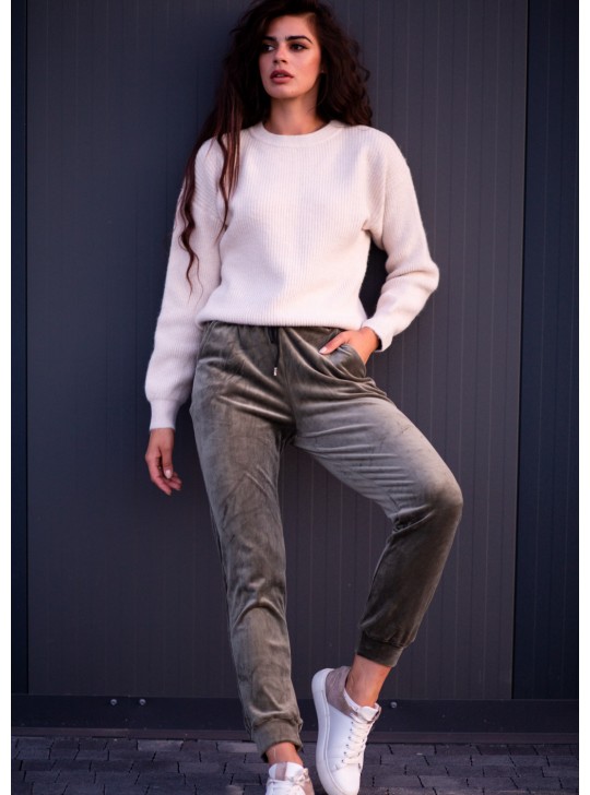 Жіночі штани велюр оливка 10033-1 Жіночі штани велюр оливка 10033-1