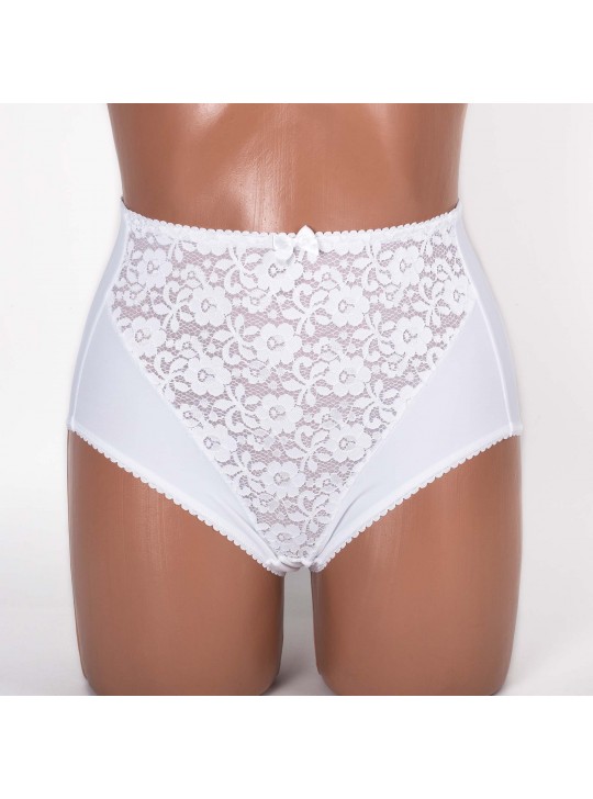 Жіночі трусики високої посадки з мереживом Anfen 5-308 білі k3605-7