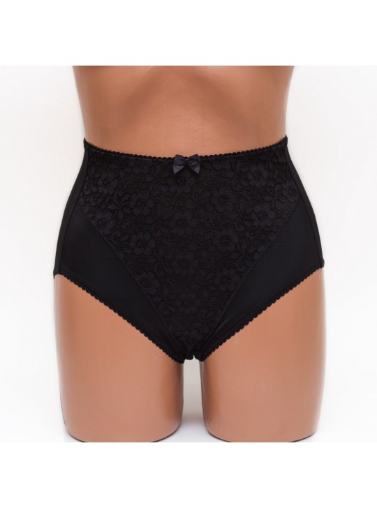 Жіночі трусики високої посадки з мереживом Anfen 5-308 чорні k3605-4