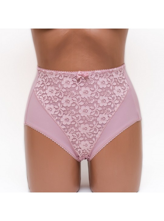 Жіночі трусики високої посадки з мереживом Anfen 5-308 пудра k3605-3