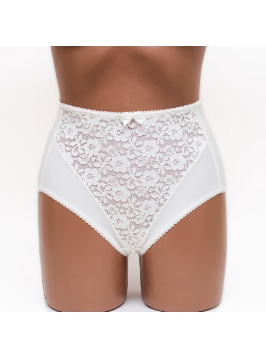 Жіночі трусики високої посадки з мереживом Anfen 5-308 молочні k3605-2