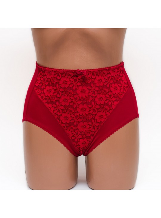 Жіночі трусики високої посадки з мереживом Anfen 5-308 бордові k3605-5
