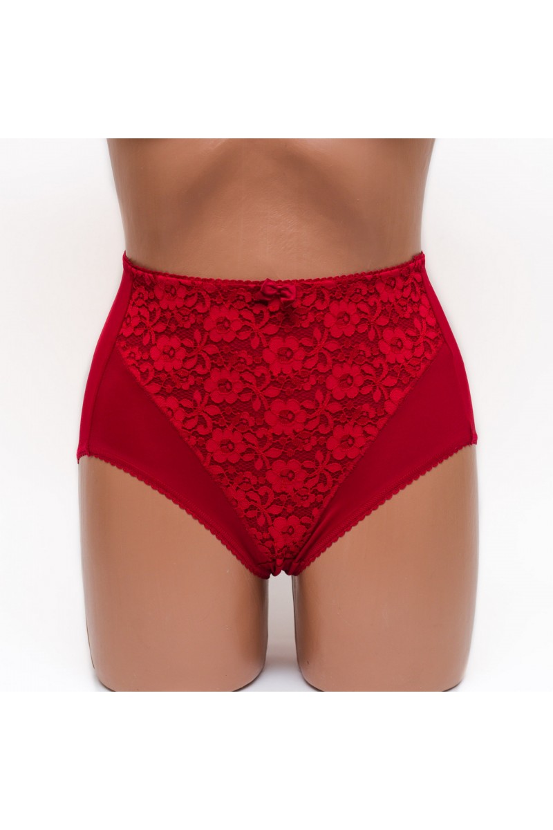 Жіночі трусики високої посадки з мереживом Anfen 5-308 бордові k3605-5