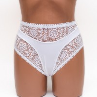 Жіночі трусики високої посадки з мереживом Anfen 6-121 білі k3606-2