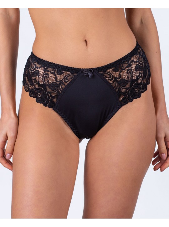 Жіночі трусики-стринги мікрофібра з мереживом Annajolly 9863 чорні k3530-1