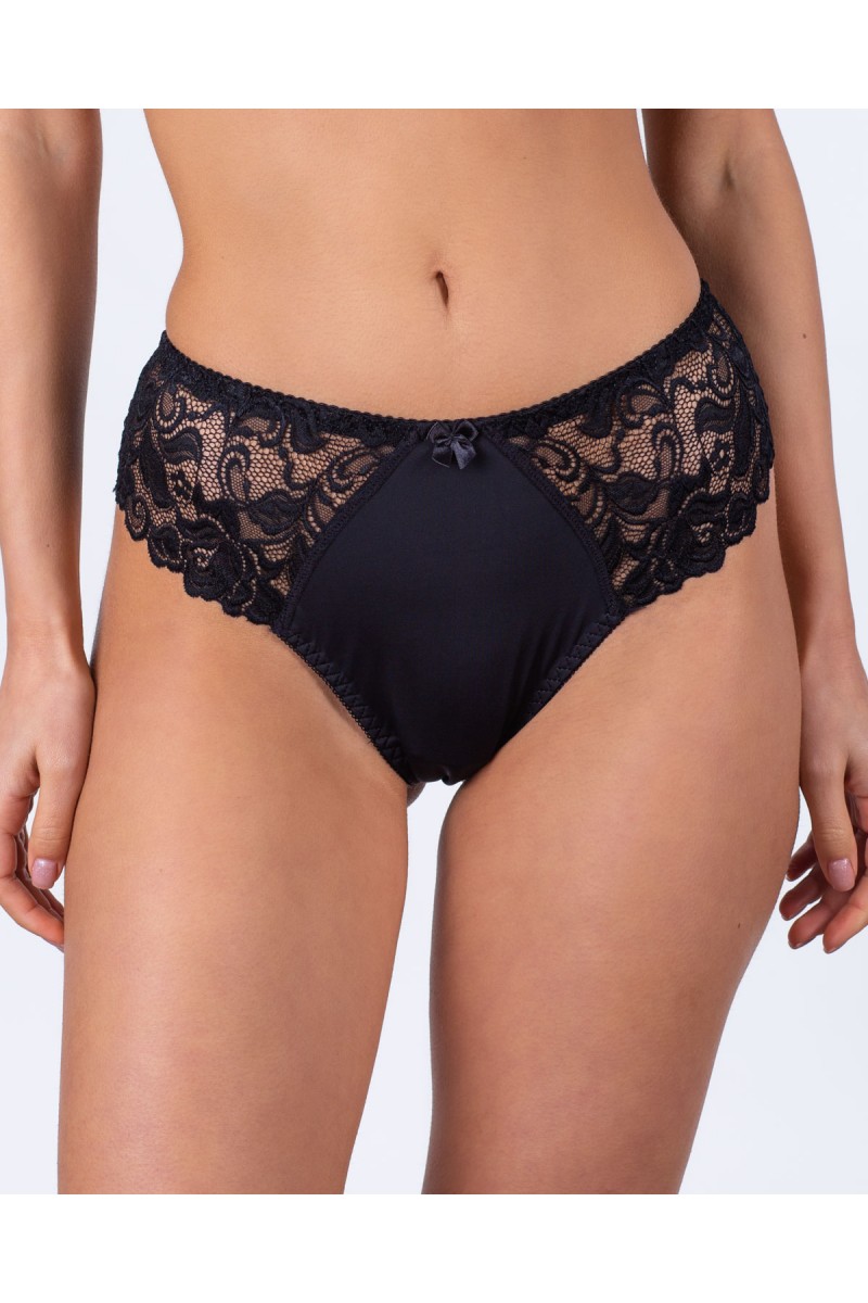 Жіночі трусики-стринги мікрофібра з мереживом Annajolly 9863 чорні k3530-1