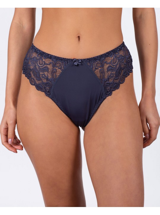 Женские трусики-стринги микрофибра с кружевом Annajolly 9863 синие k3530-9