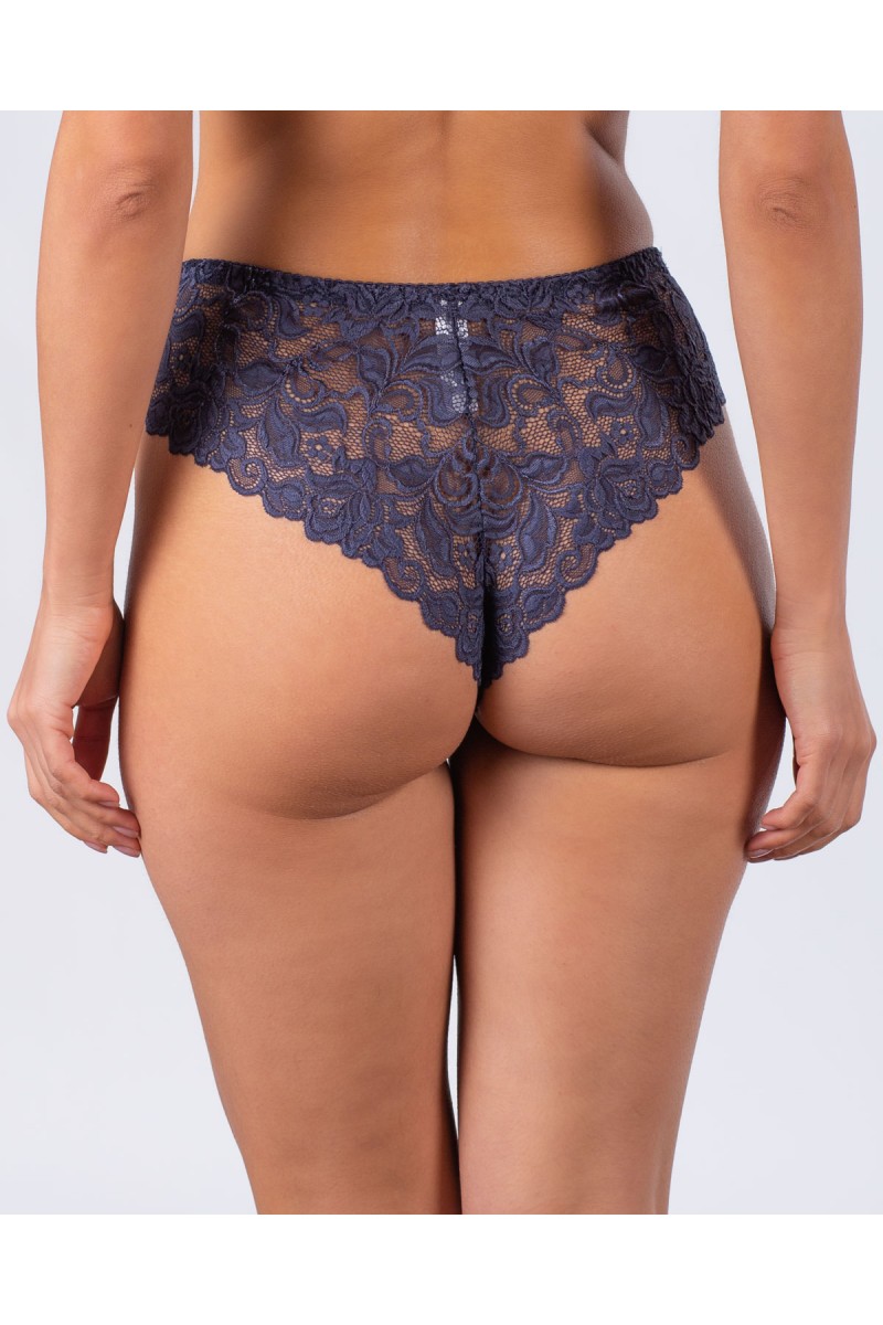 Женские трусики-стринги микрофибра с кружевом Annajolly 9863 синие k3530-9