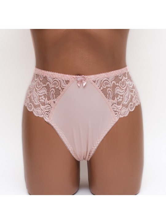 Женские трусики-стринги микрофибра с кружевом Annajolly 9863 пудра k3530-3