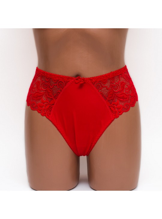 Жіночі трусики-стринги мікрофібра з мереживом Annajolly 9863 червоні k3530-8