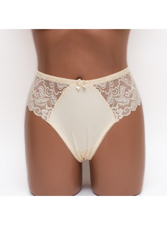 Жіночі трусики-стрінги мікрофібра з мереживом Annajolly 9863 бежеві k3530-12