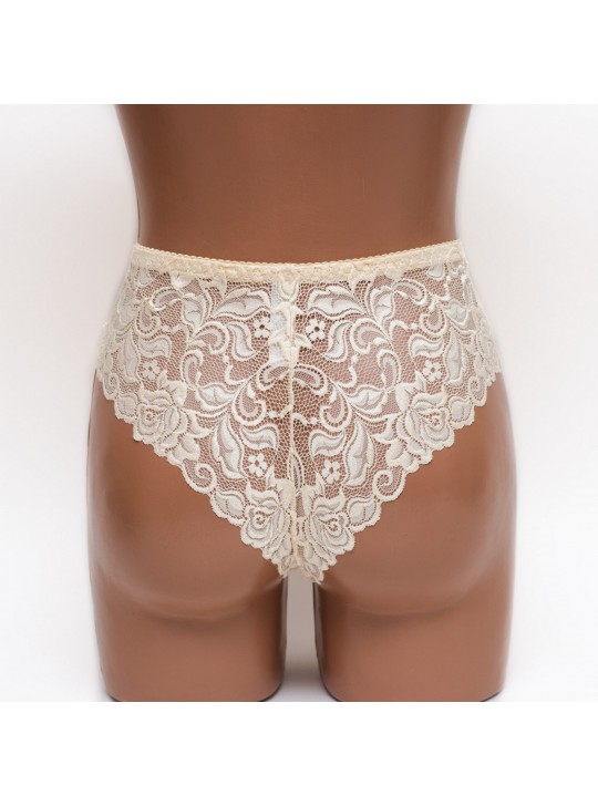 Жіночі трусики-стрінги мікрофібра з мереживом Annajolly 9863 бежеві k3530-12