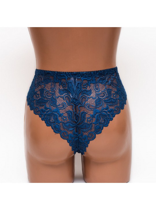 Жіночі трусики-стринги мікрофібра з мереживом Annajolly 9863 бірюзові k3530-4