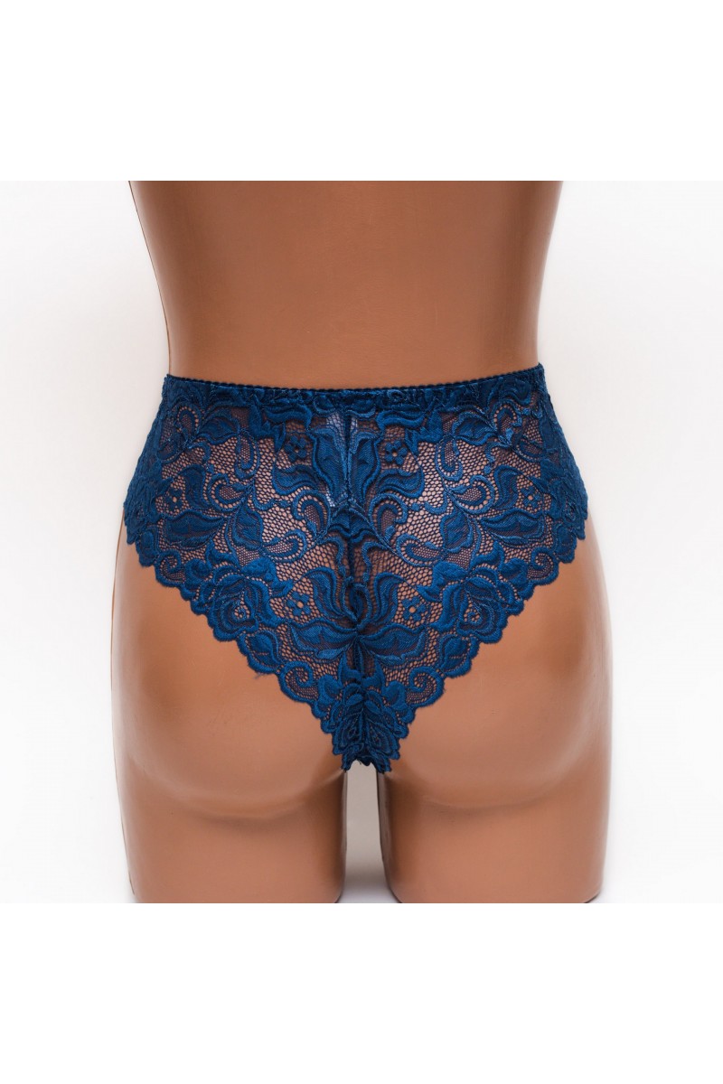 Жіночі трусики-стринги мікрофібра з мереживом Annajolly 9863 бірюзові k3530-4
