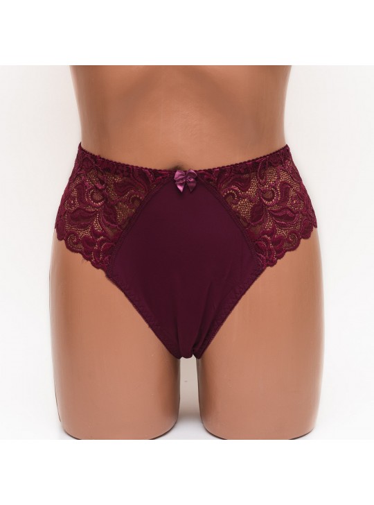 Женские трусики-стринги микрофибра с кружевом Annajolly 9863 марсала k3530-2