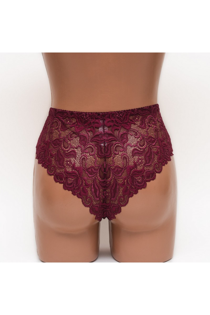 Женские трусики-стринги микрофибра с кружевом Annajolly 9863 марсала k3530-2