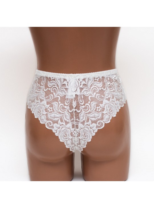 Жіночі трусики-стринги мікрофібра з мереживом Annajolly 9863 молочні k3530-5