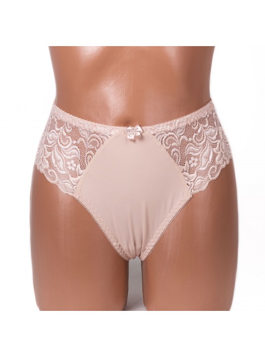 Жіночі трусики-стрінги мікрофібра з мереживом Annajolly 9863 капучино k3530-11