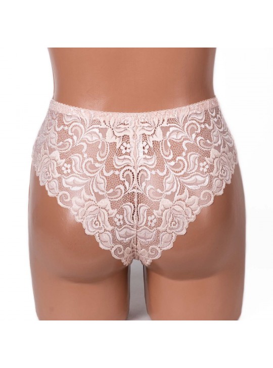Жіночі трусики-стрінги мікрофібра з мереживом Annajolly 9863 капучино k3530-11