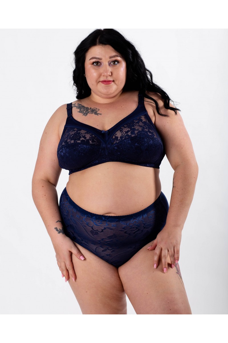 Жіночі бавовняні трусики із мереживом Anttifu 646 сині 4174-3