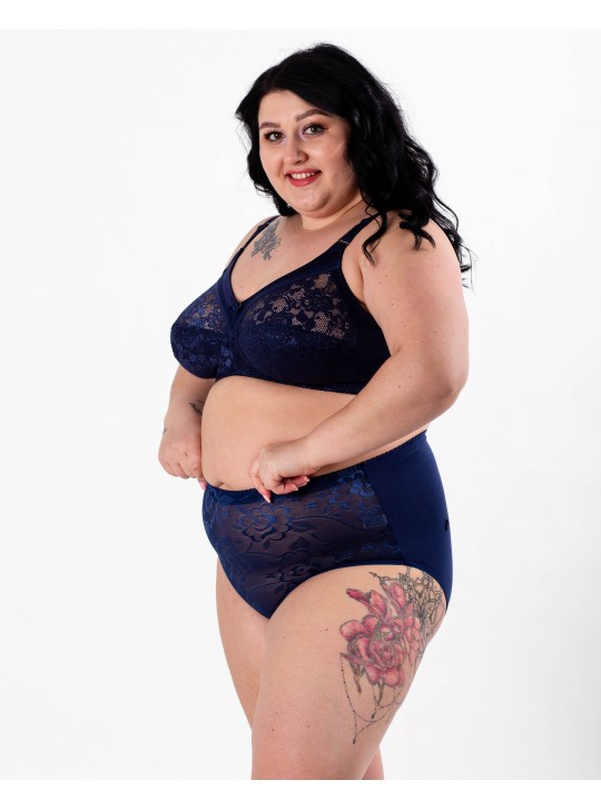 Жіночі бавовняні трусики із мереживом Anttifu 646 сині 4174-3