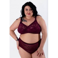 Жіночі бавовняні трусики із мереживом Anttifu 646 марсала 4174-4
