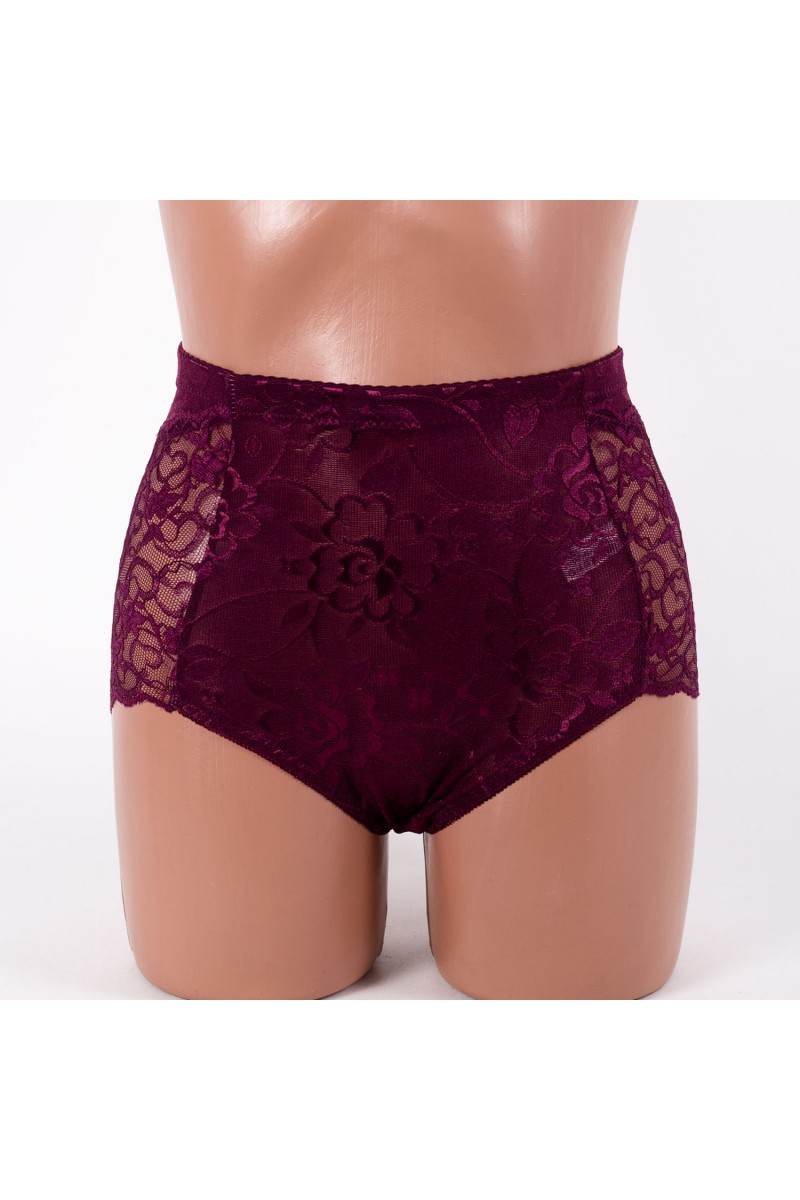 Трусики жіночі мереживні завищена посадка Anttifu 676 марсала 4267-2