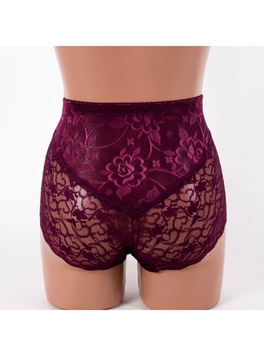Трусики жіночі мереживні завищена посадка Anttifu 676 марсала 4267-2