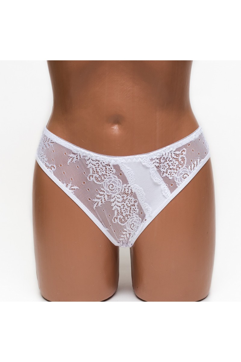 Женские трусики хлопок с кружевом Anttifu 7346 белые k3580-2