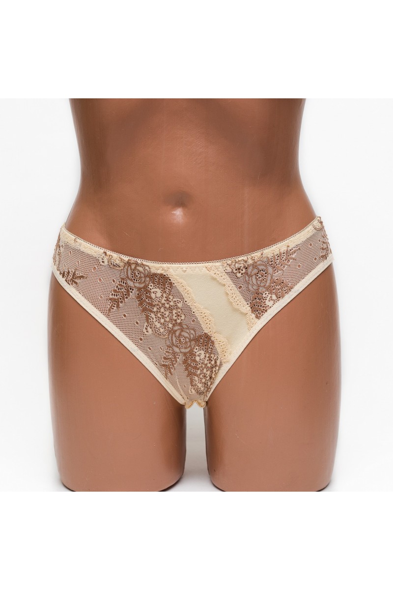 Женские трусики хлопок с кружевом Anttifu 7346 бежевые k3580-6