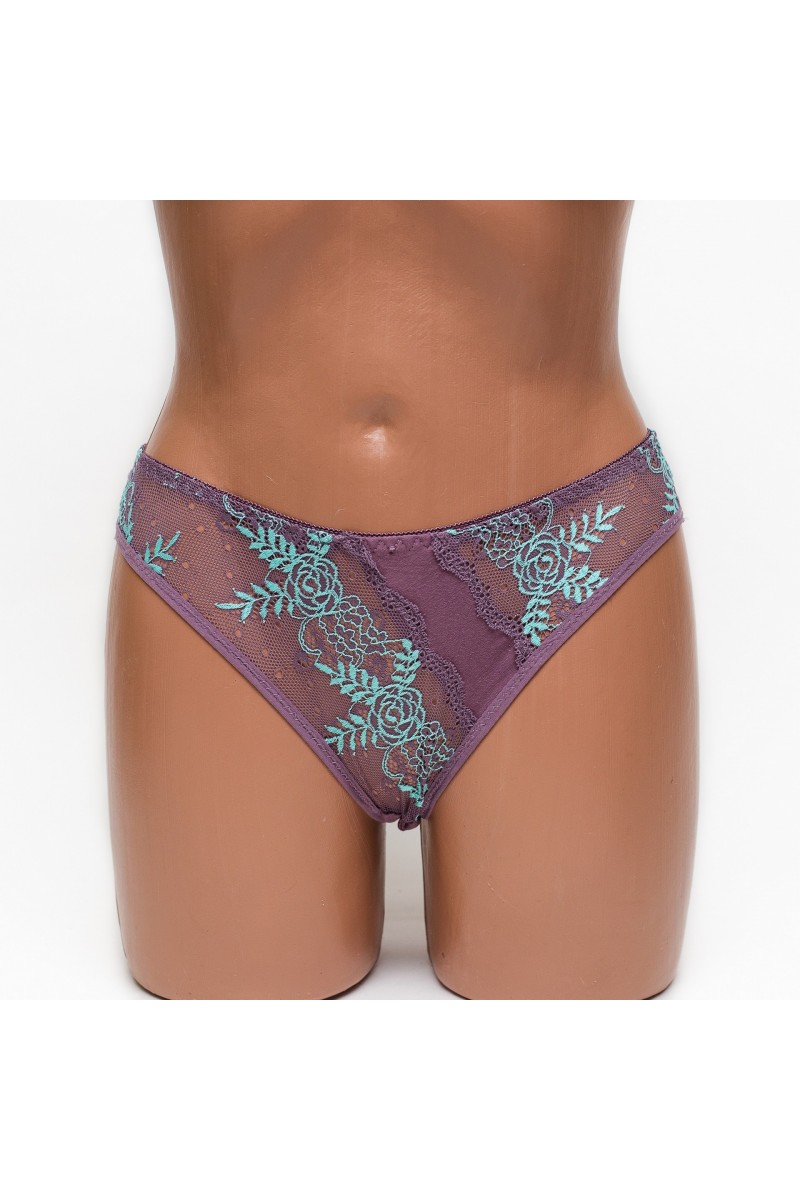 Женские трусики хлопок с кружевом Anttifu 7346 мокко k3580-7