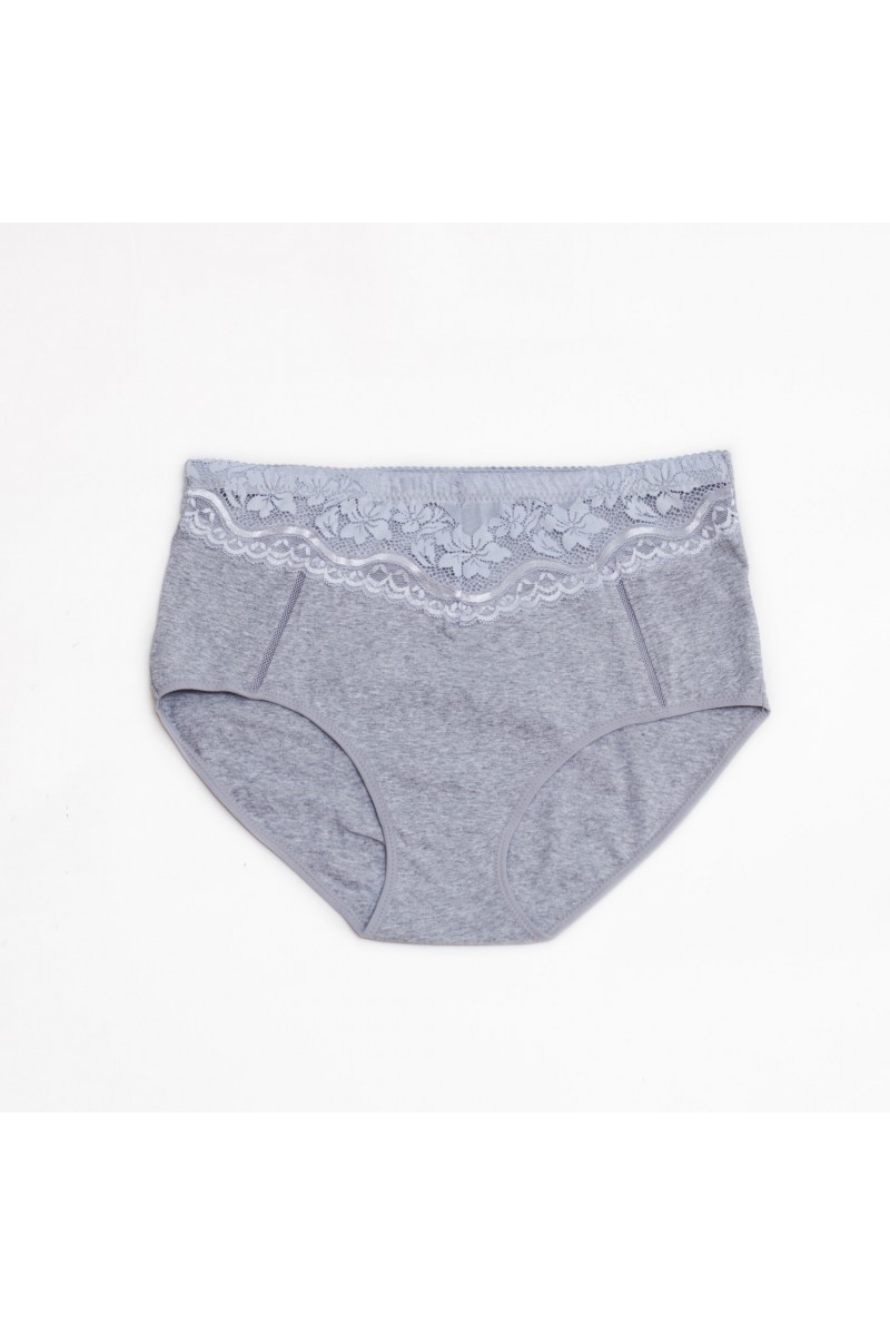 Женские хлопковые трусики высокой посадки Anttifu 7766 серые k3732-6
