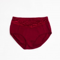 Женские хлопковые трусики высокой посадки Anttifu 7766 бордовые k3732-1