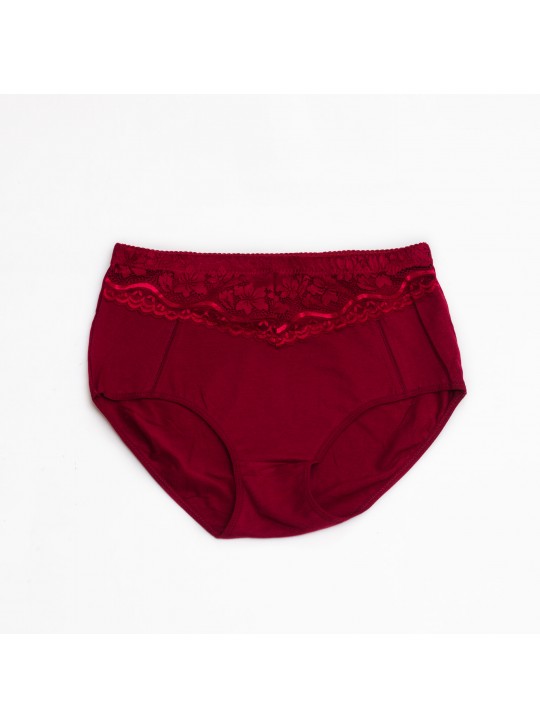 Женские хлопковые трусики высокой посадки Anttifu 7766 бордовые k3732-1