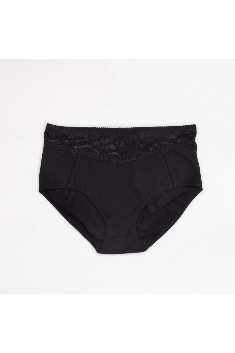 Женские хлопковые трусики высокой посадки Anttifu 7766 черные k3732-5