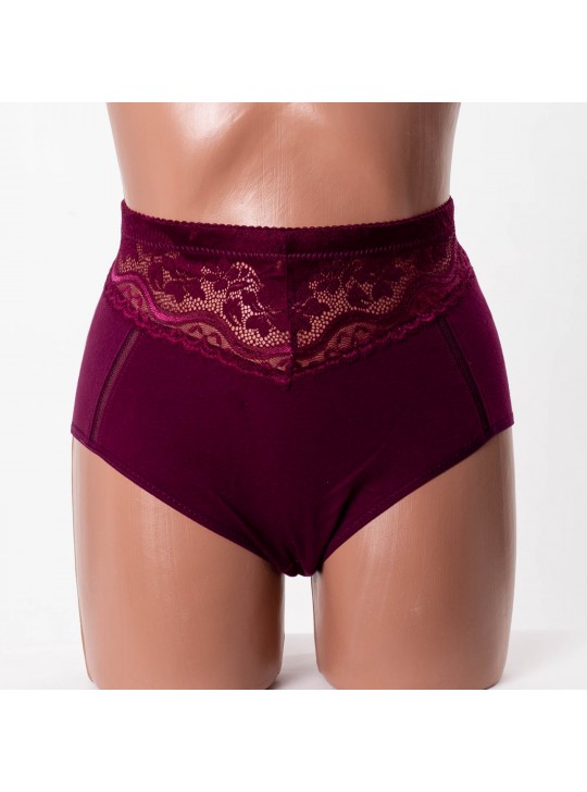 Женские хлопковые трусики высокой посадки Anttifu 7766 марсала k3732-7