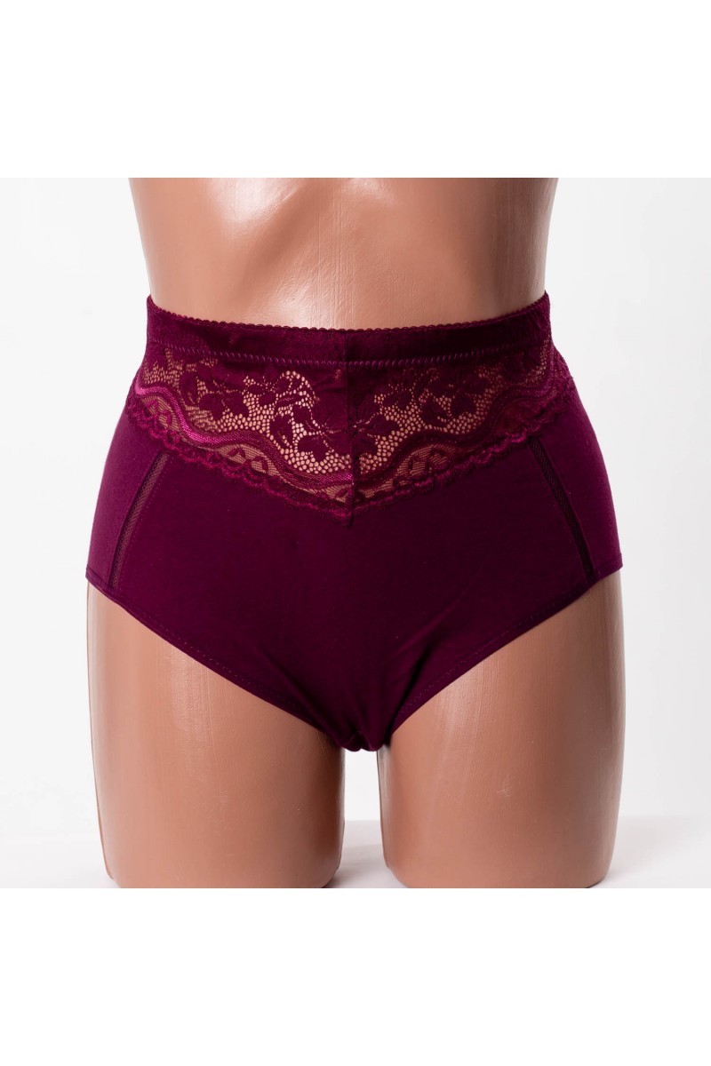 Женские хлопковые трусики высокой посадки Anttifu 7766 марсала k3732-7