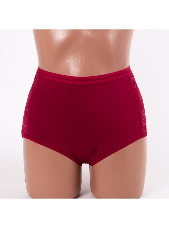 Жіночі труси бавовна підвищеної посадки Anttifu 9263 бордові 4256-1